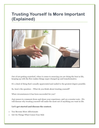 Trusting Yourself Is More Important (Explained)