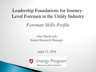 Leadership Foundations for Journey-Level Foremen in the Utility Industry Foreman Skills Profile