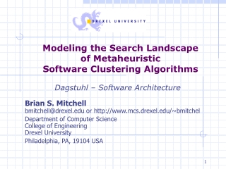 Modeling the Search Landscape  of Metaheuristic  Software Clustering Algorithms