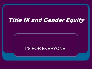 Title IX and Gender Equity