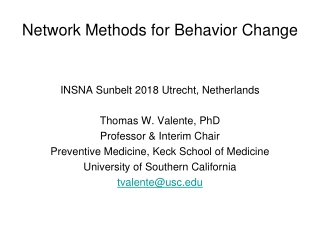 Network Methods for Behavior Change