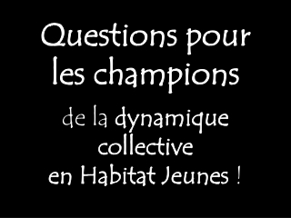 Questions pour  les champions  de la  dynamique collective  en Habitat Jeunes  !