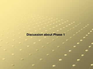 Discussion about Phase 1
