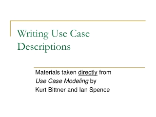 Writing Use Case Descriptions