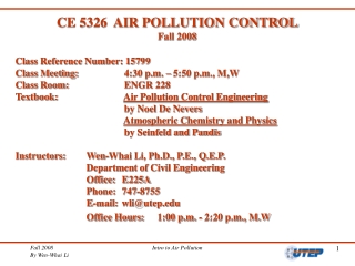 CE 5326  AIR POLLUTION CONTROL Fall 2008