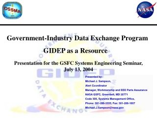 Government-Industry Data Exchange Program                       GIDEP as a Resource