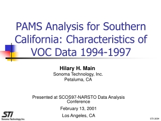 PAMS Analysis for Southern California: Characteristics of VOC Data 1994-1997