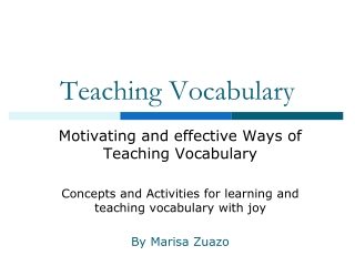 Teaching Vocabulary