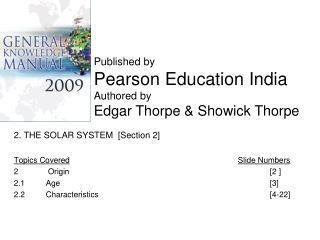 2. THE SOLAR SYSTEM  [Section 2] Topics Covered Slide Numbers 2 	 Origin 							[2 ]