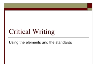 Critical Writing