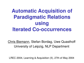 Automatic Acquisition of Paradigmatic Relations using  Iterated Co-occurrences