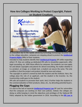 How Are Colleges Working to Protect Copyright, Patent on Student Creations?