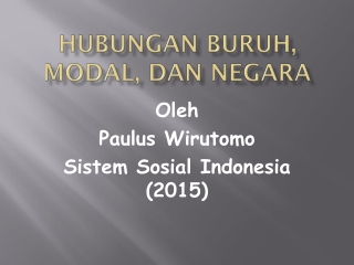 HUBUNGAN BURUH, MODAL, DAN NEGARA