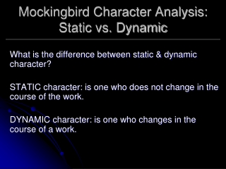 Mockingbird Character Analysis: Static vs. Dynamic