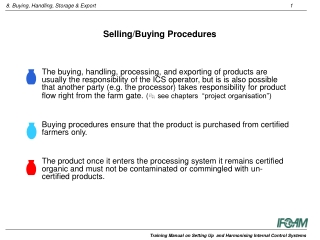 Selling/Buying Procedures