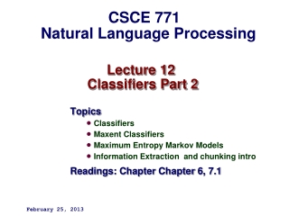 Lecture 12  Classifiers Part 2