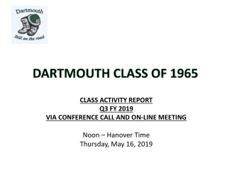 DARTMOUTH CLASS  OF 1965