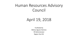 Human Resources Advisory Council April 19, 2018
