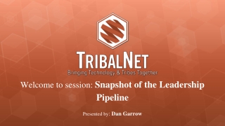 Welcome to session:  Snapshot of the Leadership Pipeline Presented by :  Dan  Garrow