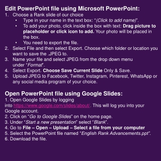 Edit PowerPoint file using Microsoft PowerPoint: Choose a Rank slide of our choice