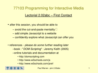 77103 Programming for Interactive Media