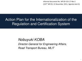 Action Plan for the Internationalization of the Regulation and Certification System