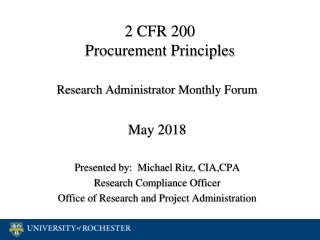 2 CFR 200 Procurement Principles