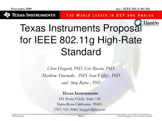 Texas Instruments Proposal for IEEE 802.11g High-Rate Standard