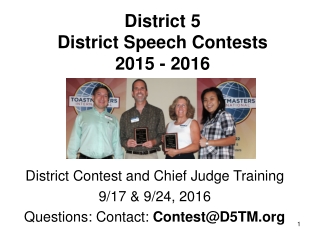 District 5  District Speech Contests  2015 - 2016