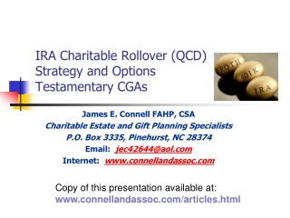 IRA Charitable Rollover (QCD) Strategy and Options Testamentary CGAs