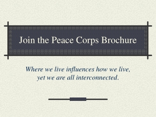 Join the Peace Corps Brochure