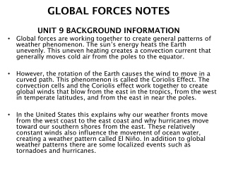 GLOBAL FORCES NOTES UNIT 9 BACKGROUND INFORMATION