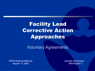 Facility Lead  Corrective Action  Approaches