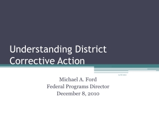 Understanding District Corrective Action