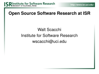 Open Source Software Research at ISR