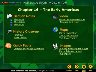 Chapter 16 – The Early Americas