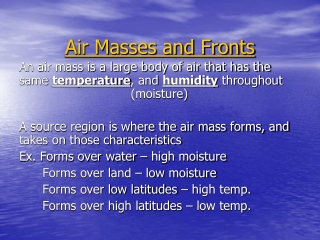 Air Masses and Fronts