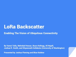 LoRa Backscatter