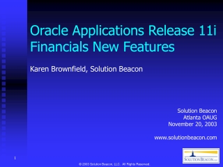 Oracle Applications Release 11i Financials New Features