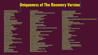 Uniqueness of The Recovery Version