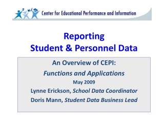 Reporting  Student &amp; Personnel Data