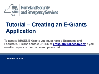 Tutorial – Creating an E-Grants Application