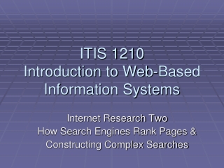 ITIS 1210 Introduction to Web-Based Information Systems