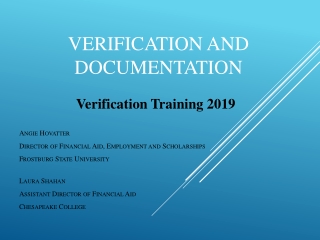 Verification and documentation