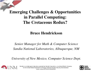 Emerging Challenges &amp; Opportunities in Parallel Computing: The Cretaceous Redux?