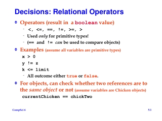 Decisions: Relational Operators