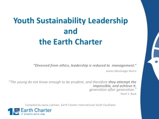 Youth Sustainability Leadership and  the Earth Charter