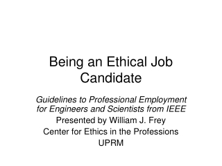 Being an Ethical Job Candidate