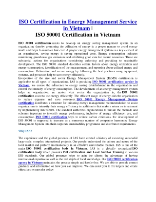 ISO 50001 Certification in Vietnam | ISO 50001 Certification Provider in Vietnam | ISO 50001 Certification Agencies in V