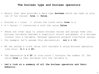 The boolean type and boolean operators